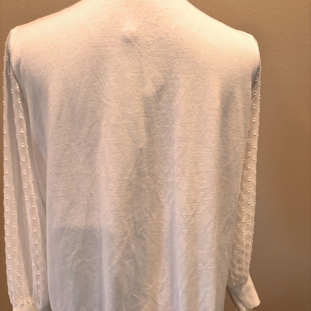 NWT Adrianna Papell White Clip Dot V-NeckCardigan,Medium,Feminine Girly Romantic - Picture 9 of 15